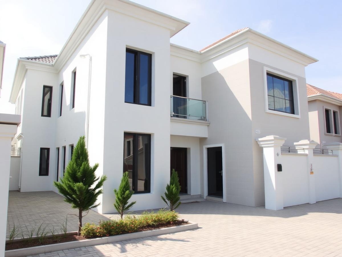 Modern white four bedroom detached duplex in a gated estate